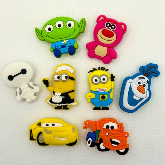 BOGO!! Crocs Style Shoe Charms Jibbitz -  Disney Pixar Character 8 pc Set NEW - Picture 2 of 5
